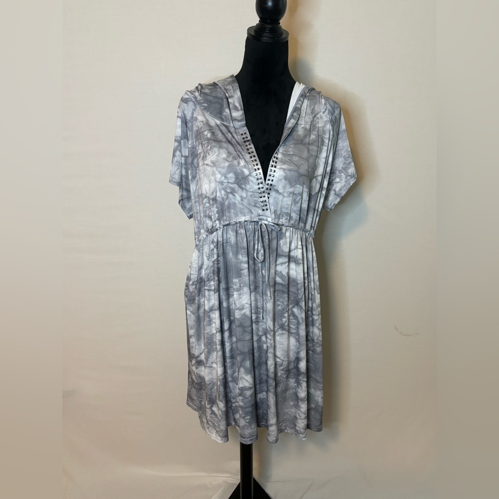 Dotti Gray V-Neck Hoodie Dress